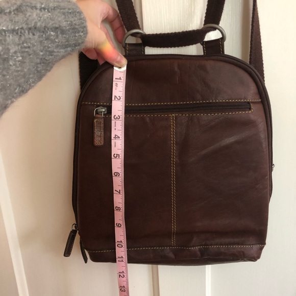 Chocolate brown genuine leather backpack - Picture 3 of 8